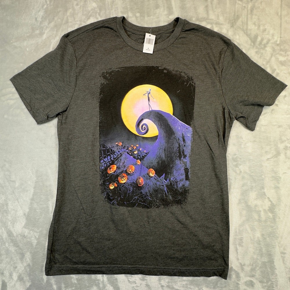 Disney T-Shirt Mens Medium Gray Nightmare Before Christmas Jack Skellington NWT