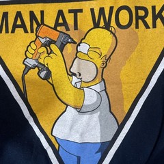 The Simpsons Homer Simpson Man At Work Graphic T-Shirt Navy Blue Men L