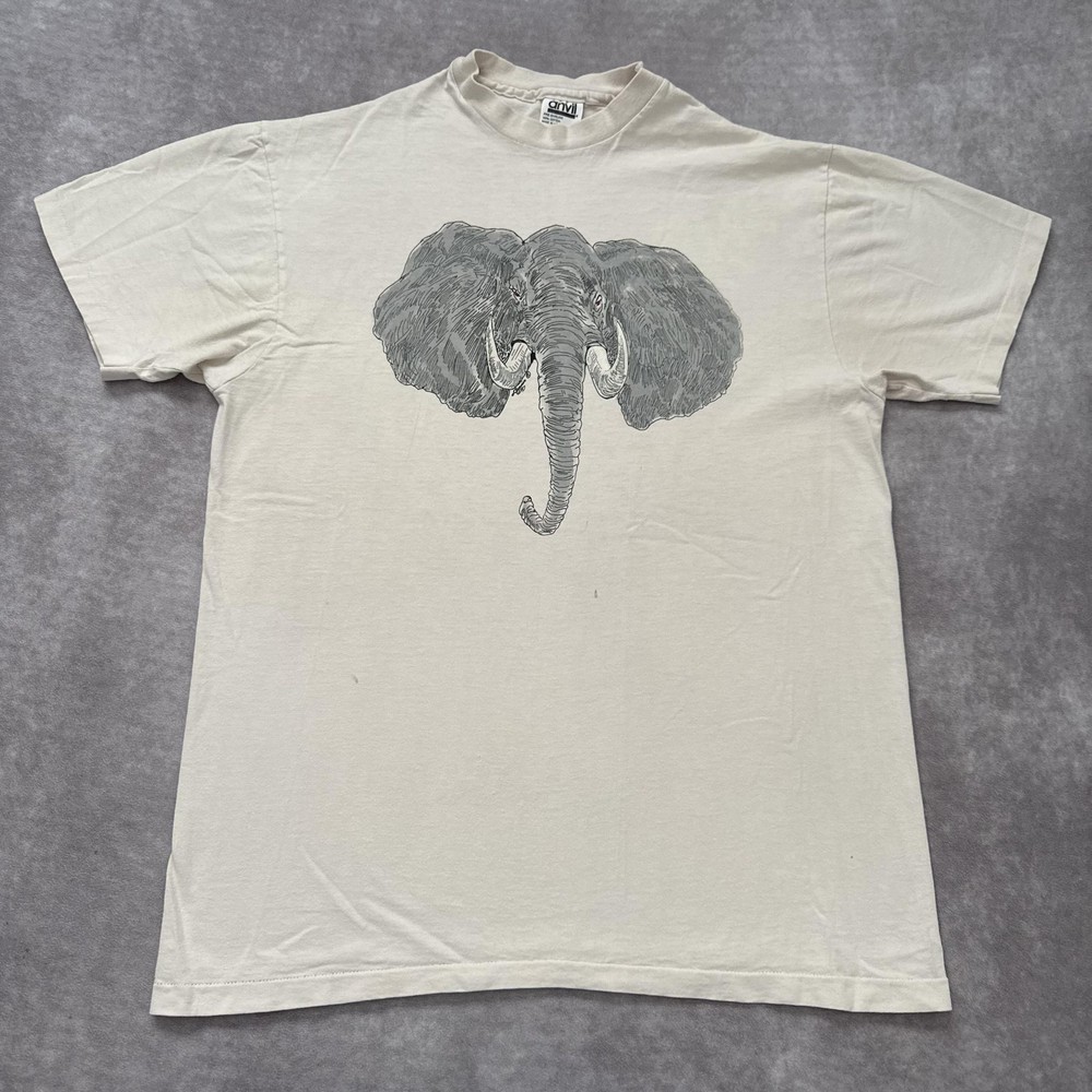 Vintage 90s Elephant Shirt Mens L Safari Wildlife Nature Art