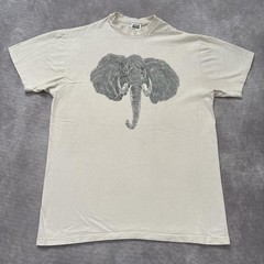 Vintage 90s Elephant Shirt Mens L Safari Wildlife Nature Art