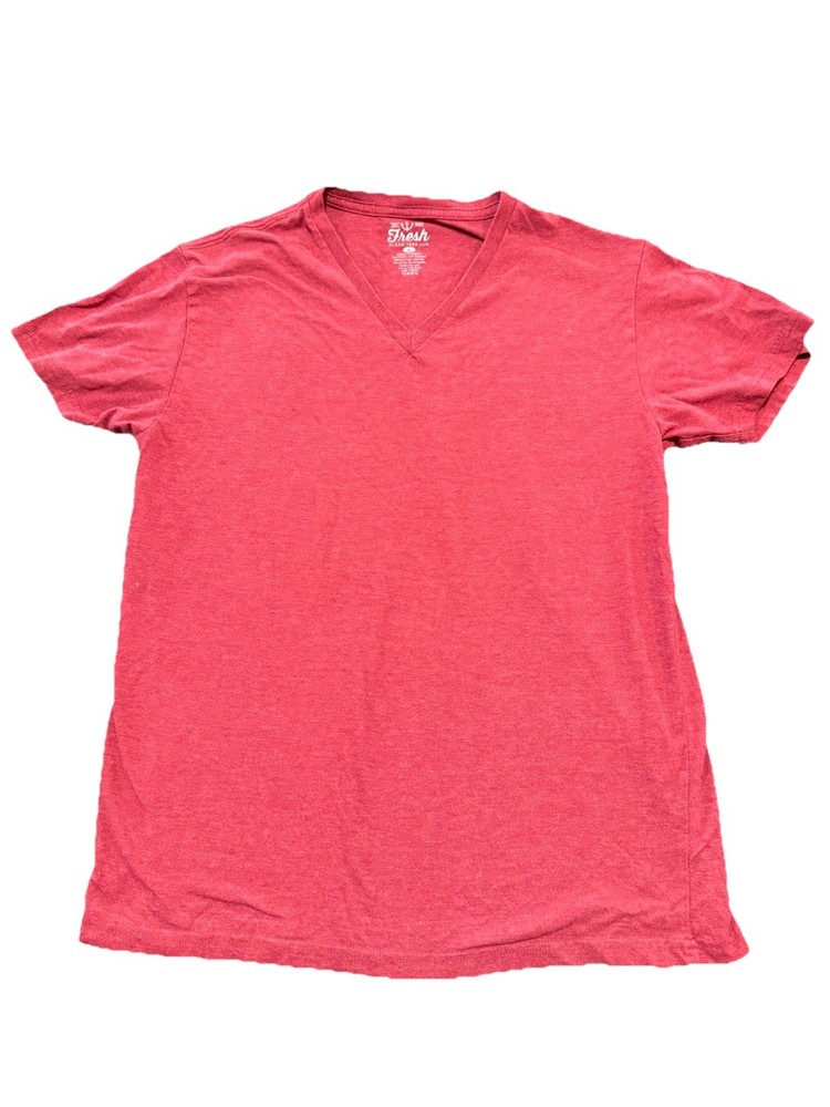 Fresh Clean Tees Mens Tee Shirt Size Medium V Neck Heathered Red