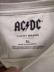 Lucky Brand AC/DC White T-Shirt Vintage Distressed Look Size XL