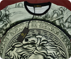 Versace Men’s Medusa Warrior Baroque Long Sleeve T-Shirt Black Silver Size 2XL