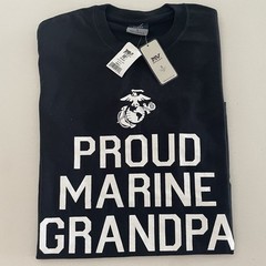 Proud Marine Grandpa T-Shirt In Black – United States Marines – SZ M – NWT