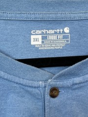 Carhartt Henley T Shirt Pocket Tee Mens 3XL Loose Fit Short Sleeve Blue K84