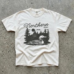 Northern Loon Heavy Cotton Tee Outdoorsy Water Fowl Tees