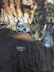 Vintage 1989 Death is Certain 3D Emblem Just Brass Harley T-shirt NEW Large