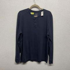 Vustra Shirt Mens XL Black Long Sleeve Henley Organic Cotton Sustainable Casual