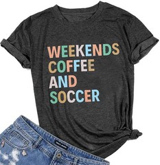 Weekends Coffee and Soccer Mom T Shirt – Soccer Gift Shirt (M, Dark Grey)