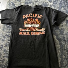 Harley Davidson Pacific Maui Hawaii Shirt Eagle Logo L Fire Flames Black