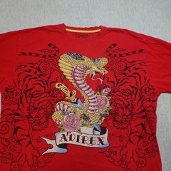 Vintage Avirex Snake and Tiger Embellished T-Shirt Red Graphic Tee Y2K – 3XL