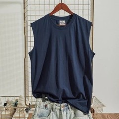 Summer New American Retro Sleeveless O-neck Soild Color T-shirt Men’s Fashion 10