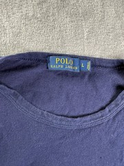 Polo Ralph Lauren Colorblock Spellout Men’s T-Shirt L Blue Red Contrast Sleeves