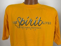 Vintage 2005 Notre Dame Football Shirt Medium College The Spirit Lives Pro Edge