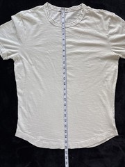 Buck Mason Slub Curved Hem Crew Neck Tee Off White Cream Mens Small Made In USA