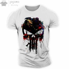 Men’s T Shirt 3d Print Military Patriotic Skull O-Neck T Shirt Oversized T-Shirt
