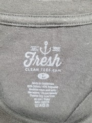 Fresh Men Shirt L Gray Short Sleeve Crew Neck Flat Front Comfort Pullover Tee