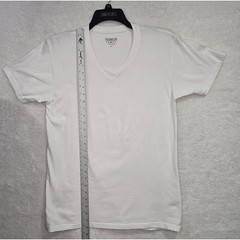 Galaxy Premium V Neck T Shirt White Mens Size M Combed Cotton Short Sleeve