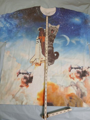 Gildan DryBlend Short Sleeve Tee Shirt With Cat Spaceship Moon Men’s Size 2XL