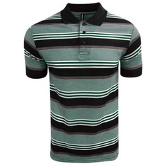 Men’s Short Sleeve Polo T-Shirt Stripe Pique Casual Regular fit Fashion Work Top
