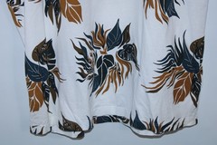 Louis Vuitton Men’s Large White Blue Short Sleeve Leaf Print Cotton T-Shirt