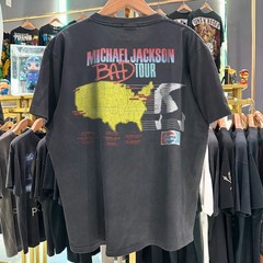 1988 Michael Jackson Bad World Tour Aged T-Shirt Black M