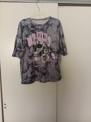 SheIn Men’s Gray Black Tie-Dye Polyester Elastane Skull Graphic Crew Tee S