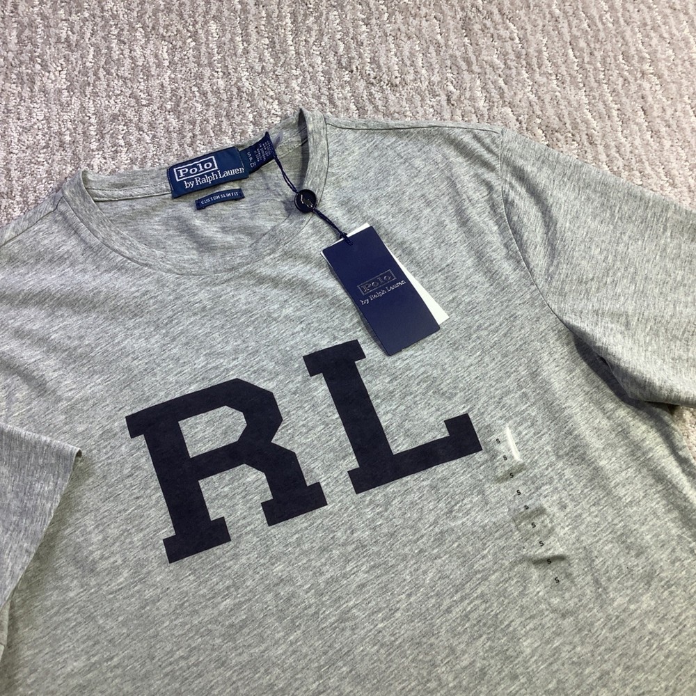 Polo Ralph Lauren Mens Custom Slim Fit RL Graphic T-Shirt Grey Size S NWT