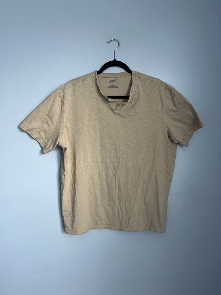 Cremieux Premium Denim XL Beige Cotton Crew Neck Short Sleeve T-Shirt Men
