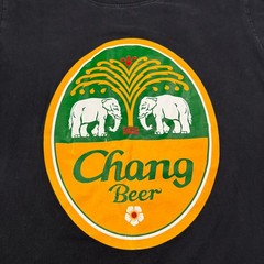 Chang Beer T Shirt L Black Yellow Elephant Tree Thailand Lager Logo Graphic