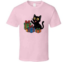 Funny Black Cat Christmas Presents Cartoon Tee Great New Cat Owner Gift T Shirt