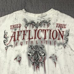 Affliction Shirt Men XL White Tried True Trademark Eagle Graphic Biker Red Foil