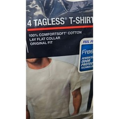 Hanes Men Medium 4 Pack White T-Shirts Tagless ComfortSoft FreshIQ Cotton