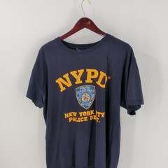 Vintage Thrashed NYPD New York City Police Department T-Shirt Navy Blue Size XL