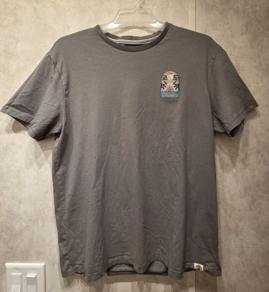Free Planet Palm Tree Sunset Graphic Organic Cotton Tshirt Mens Size XL