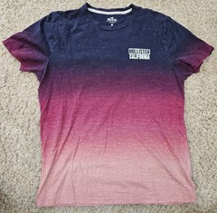Hollister California Ombre Gradient Blue Purple Cotton T-Shirt Men’s Large Tee