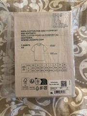 Lacoste Men’s 3-Pack 100% Cotton Slim Fit Crew Undershirts M White Grey Black