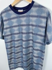 90s Striped Pattern T-Shirt Adult Large Blue Striped Geometric Skater USA Made