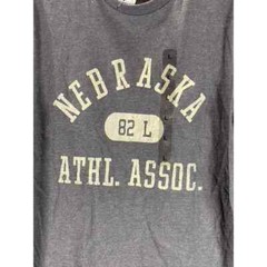 Cotton:On Men’s Charcoal Marle Nebraska Crewneck Tbar Sport T-Shirt SZ L