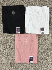 New George 3-PACK Men’s V-Neck T-shirt Tee Moisture Wicking Sz 38-40 MEDIUM (G8)