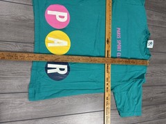 Men’s vintage Paris Sport Club teal tee with nice double graphic,L