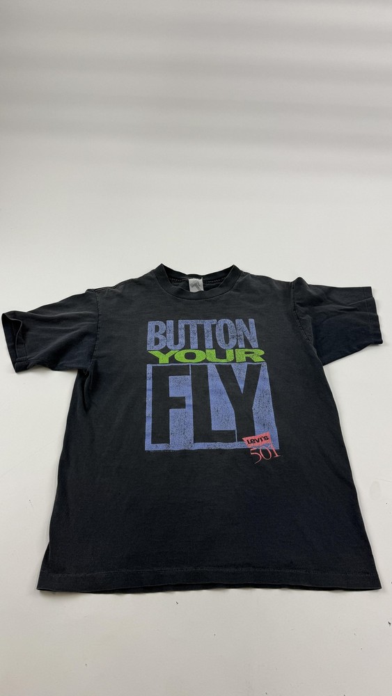Vintage Levi’s Button Your Fly Shirt Mens Medium Black 501 Single Stitch 90s