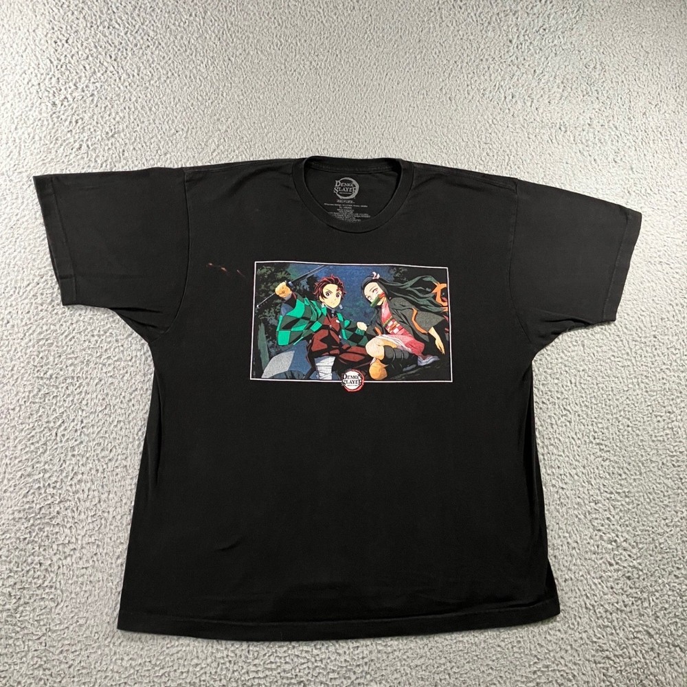 Demon Slayer Graphic T-Shirt Men XL Black Tanjiro Nezuko Anime Tee Goth Emo