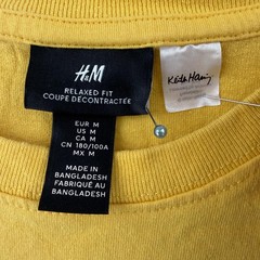 Keith Haring H&M Shirt Mens Medium Yellow Dancing Figures Graphic Tee T-Shirt