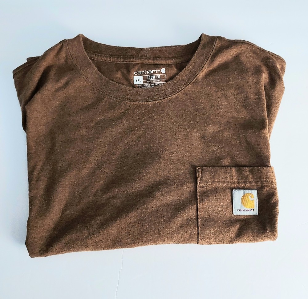 Carhartt Mens 2XL T-Shirt Short Sleeve Brown Big Tall