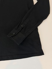 AllSaints Mens Medium Black Long Sleeve Jersey Knit Shirt Ramskull Band Collar