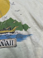 Vintage 70s 1979 Ancient Hawaii T-Shirt single stitch Boat Thin Distressed