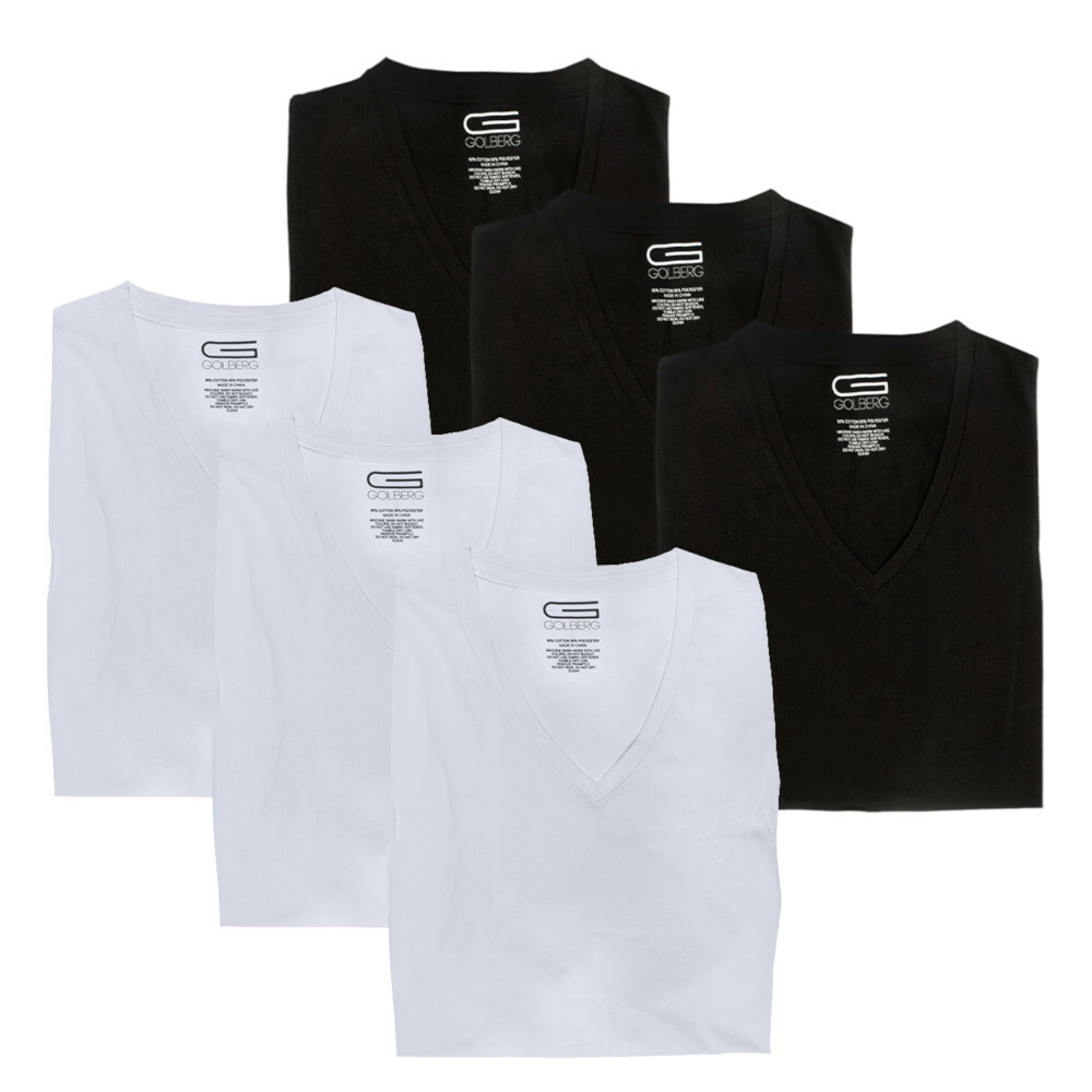 GOLBERG 3pk Men’s V-Neck T-Shirt Undershirt – SUPER SOFT Cotton Polyester Blend