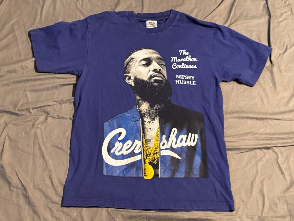 Nipsey Hussle The Marathon Continues Memorial T Shirt Blue Large Rap Tee