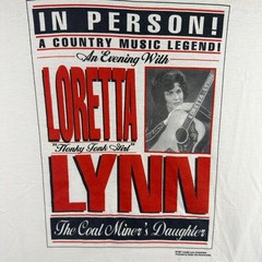 VINTAGE 90s Loretta Lynn T Shirt Men XL White Tour Honky Tonk Girl Country